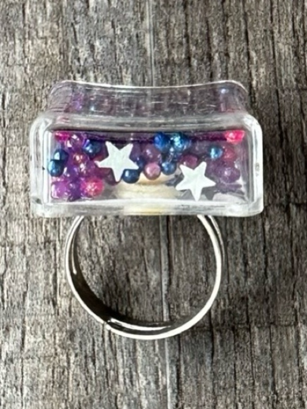 💞 New Handmade Adjustable Multicolored Star Glitter Ring